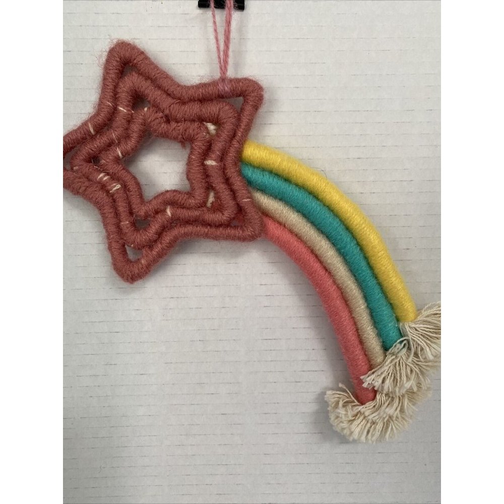 Shooting Star Rainbow Macrame Wall Hanging Art Boho Sunmer cottage fast ship